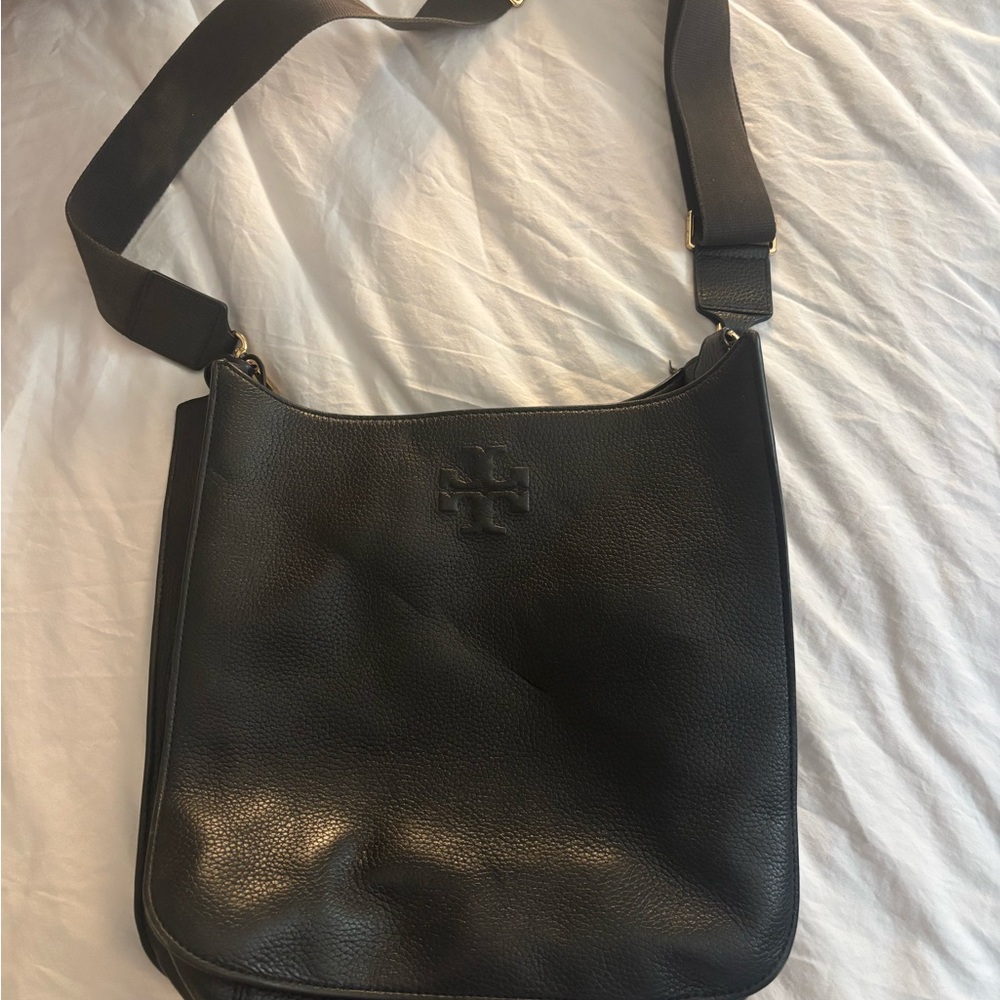 Tory Burch Black Leather Crossbody Bag with Tassel - Picture 2 of 5